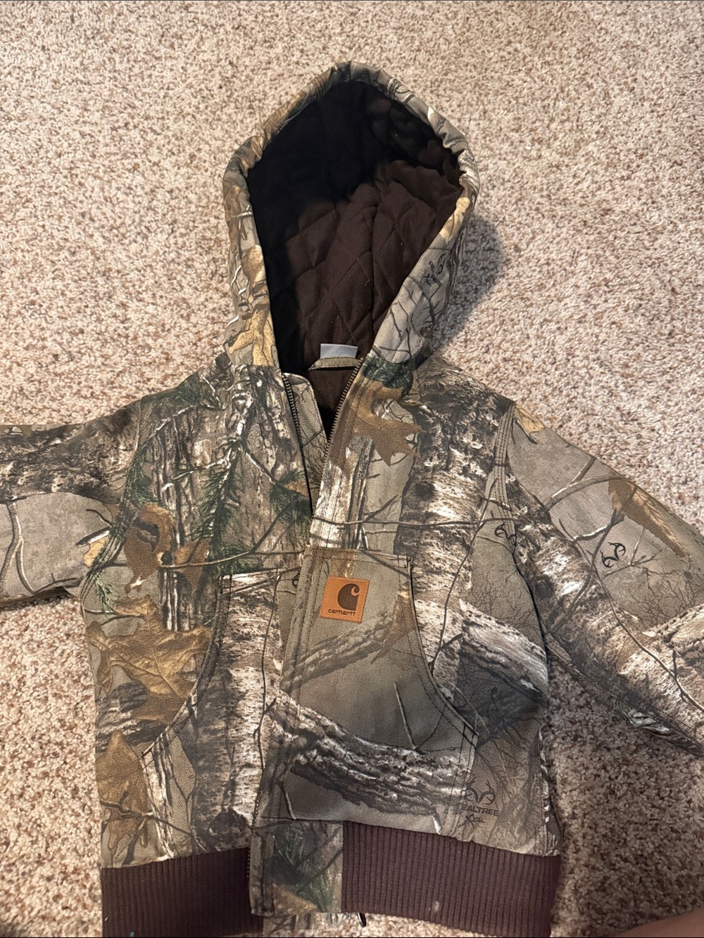 Carhartt Realtree Camo Hooded Jacket with Brown Trim